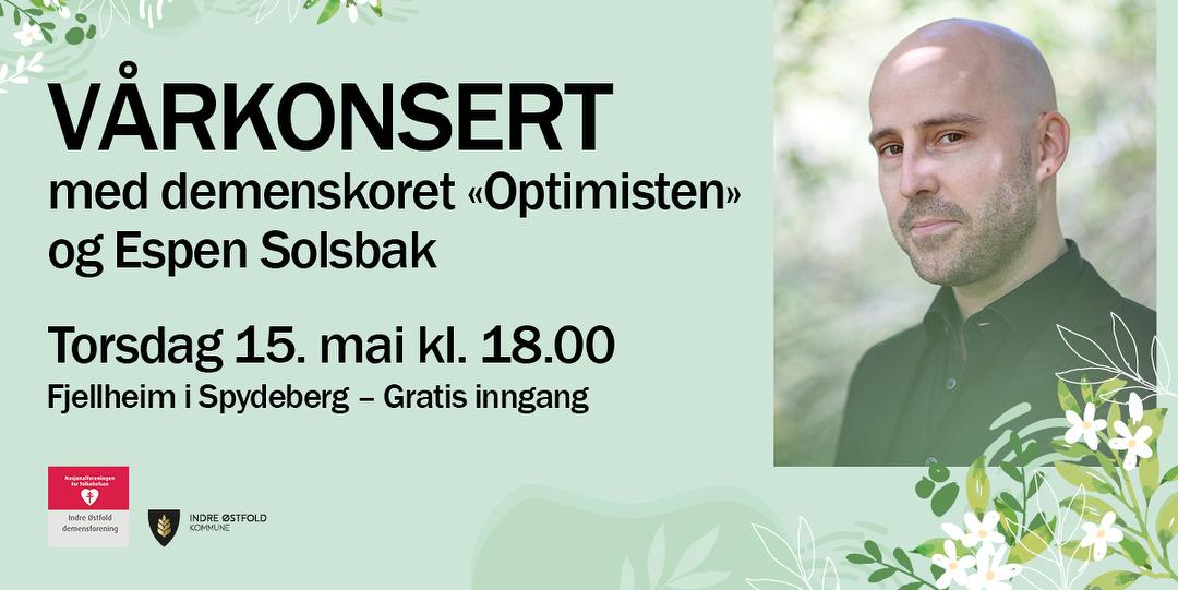 Bilde/illustrasjon for Konsert med demenskoret Optimisten og Espen Solsbak