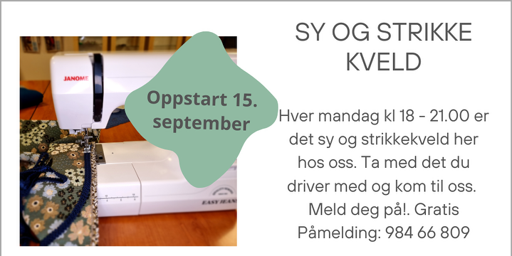 Bilde/illustrasjon for Sy og strikkekvelder Sy og strikkekvelder
